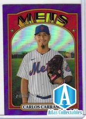 Carlos Carrasco 2021 Topps Heritage High Number #717 Purple Border Refractor